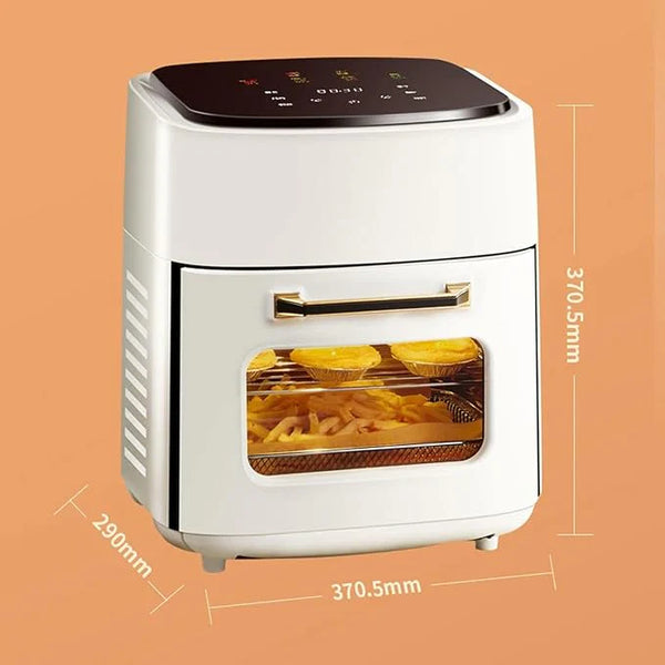 ChefMaster™ 15L Digital Air Fryer Oven فرن هوائي رقمي بسعة 15 لتر – 8 في 1 مع خاصية الشواء الدوّار والهواء الحراري، شاشة لمس LED، قدرة 1400 واط، مع ملحقات للخبز